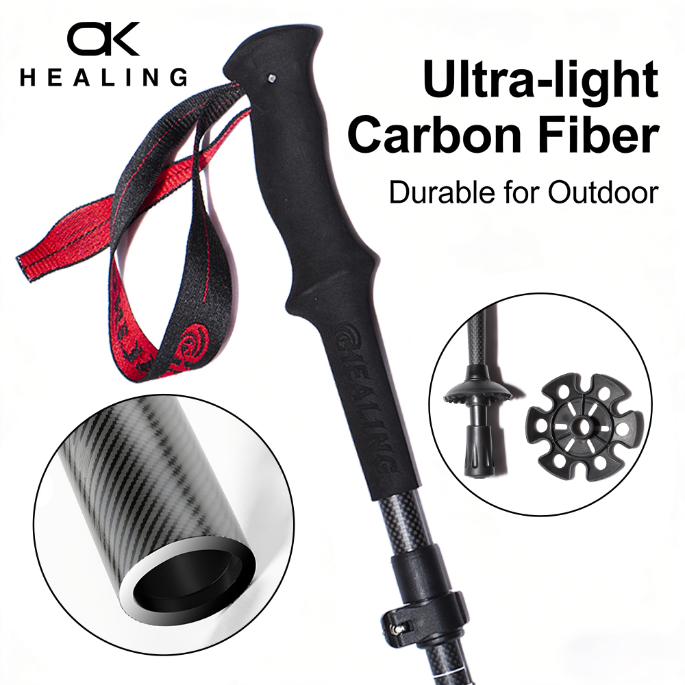 Nordic Walking Poles Carbon 100 - Ultraleichte Carbonfaser-Trekkingstöcke Outdoor-Wanderstock Faltbare Teleskop-Nordic-Mountain-Climbing-Stöcke Wanderstab