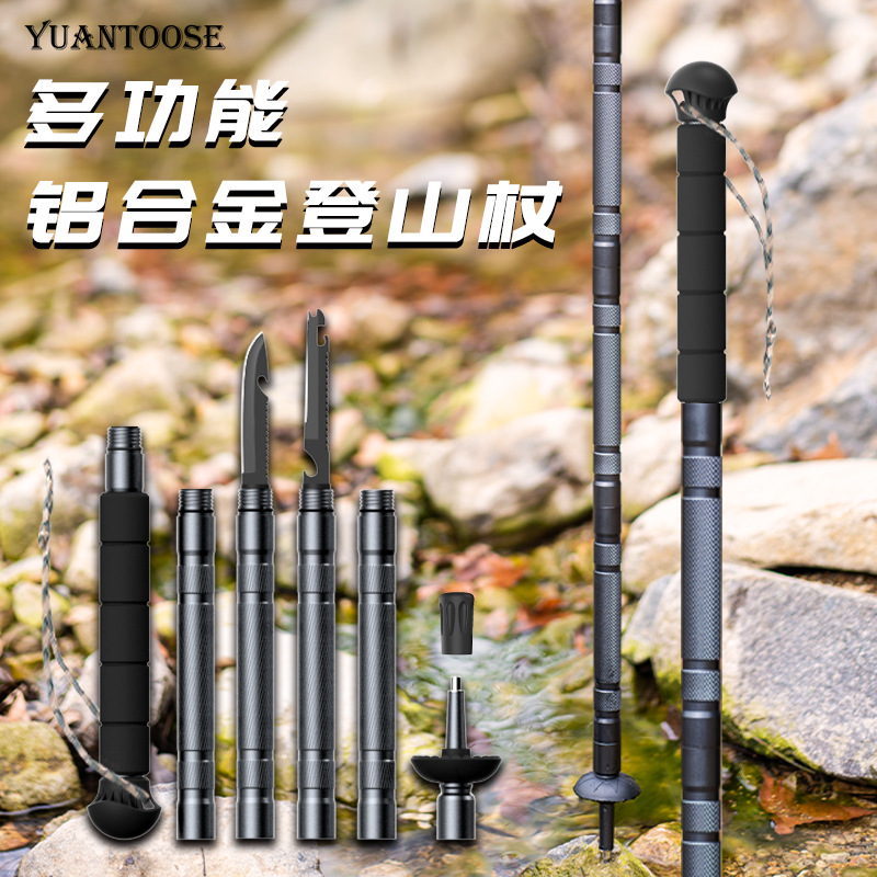 Folding Walking Sticks Hiking Adjustable - Faltbarer Trekkingstock aus Aluminium, verstellbarer Teleskop-Wanderstock,