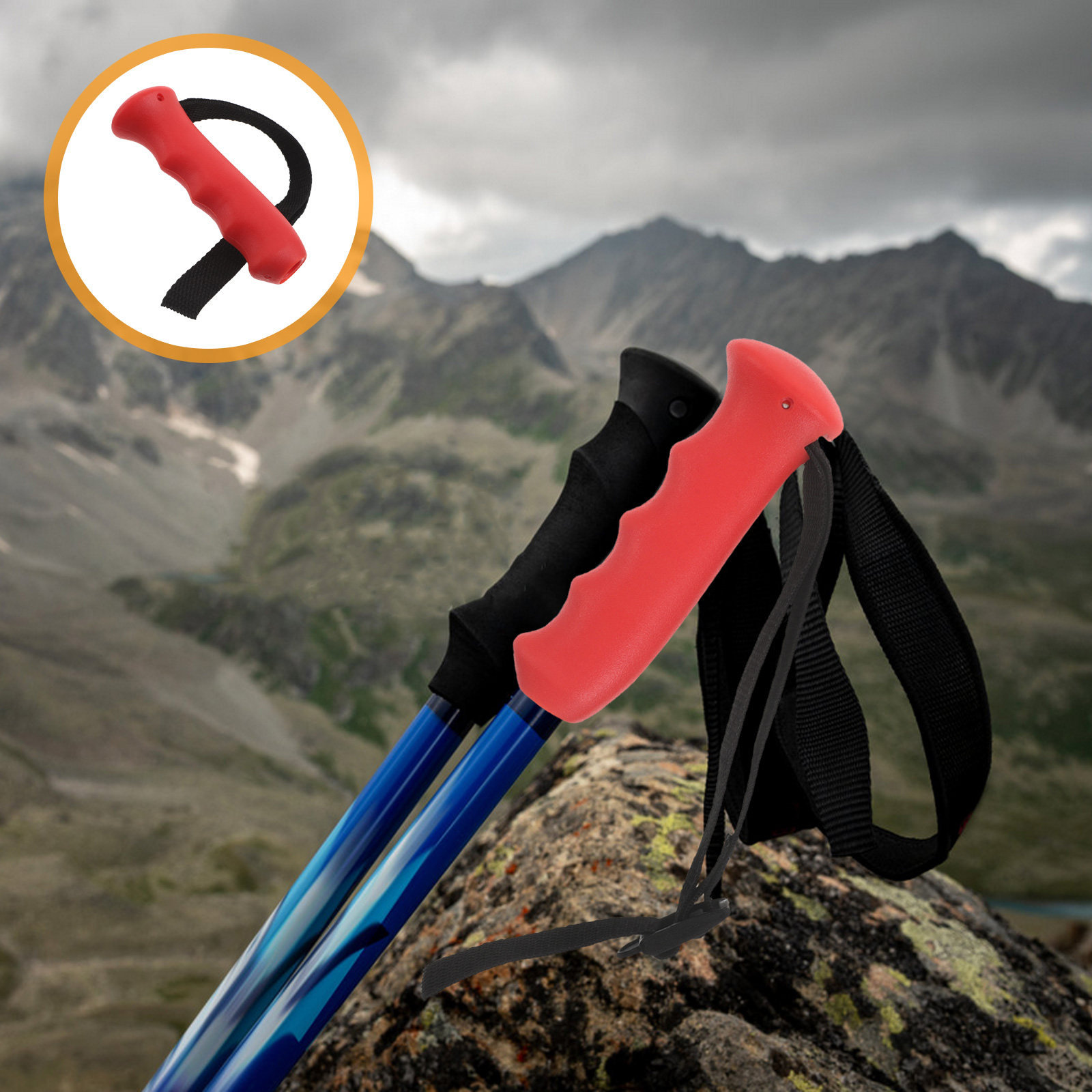 Wrist Straps Replacement Trekking Pole - Roter Gehstockgriff-Ersatz, ergonomischer Trekkingstockgriff mit Handgelenkschlaufe
