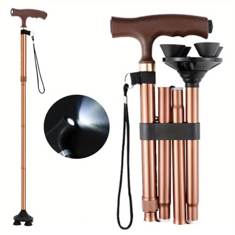 Folding Walking Sticks Hiking Adjustable - Verstellbarer Klappbarer Gehstock Herren Sport-Wanderstöcke Drehbare