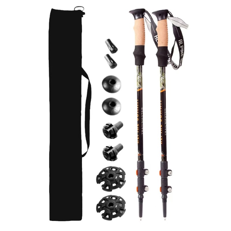 Carbon Fiber Trekking Poles Ultralight Pair - Aluminium-Karbonfaser-Trekkingstöcke, zusammenklappbar, teleskopisch, verstellbar, ultraleicht, Anti-Schock,