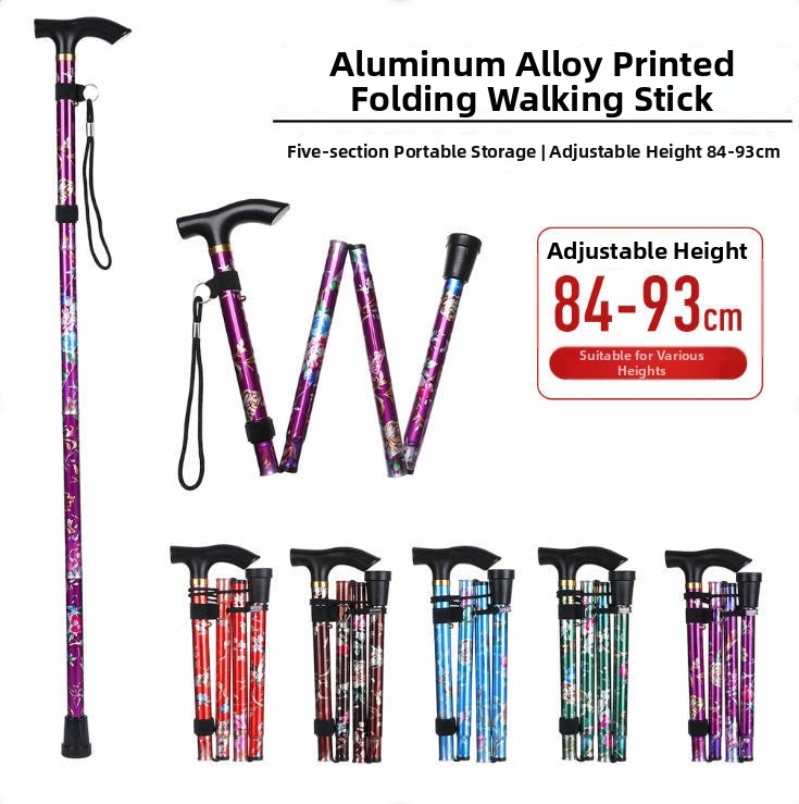 Folding Walking Sticks Hiking Adjustable - 5-stufig verstellbarer, klappbarer Gehstock aus Aluminiumlegierung