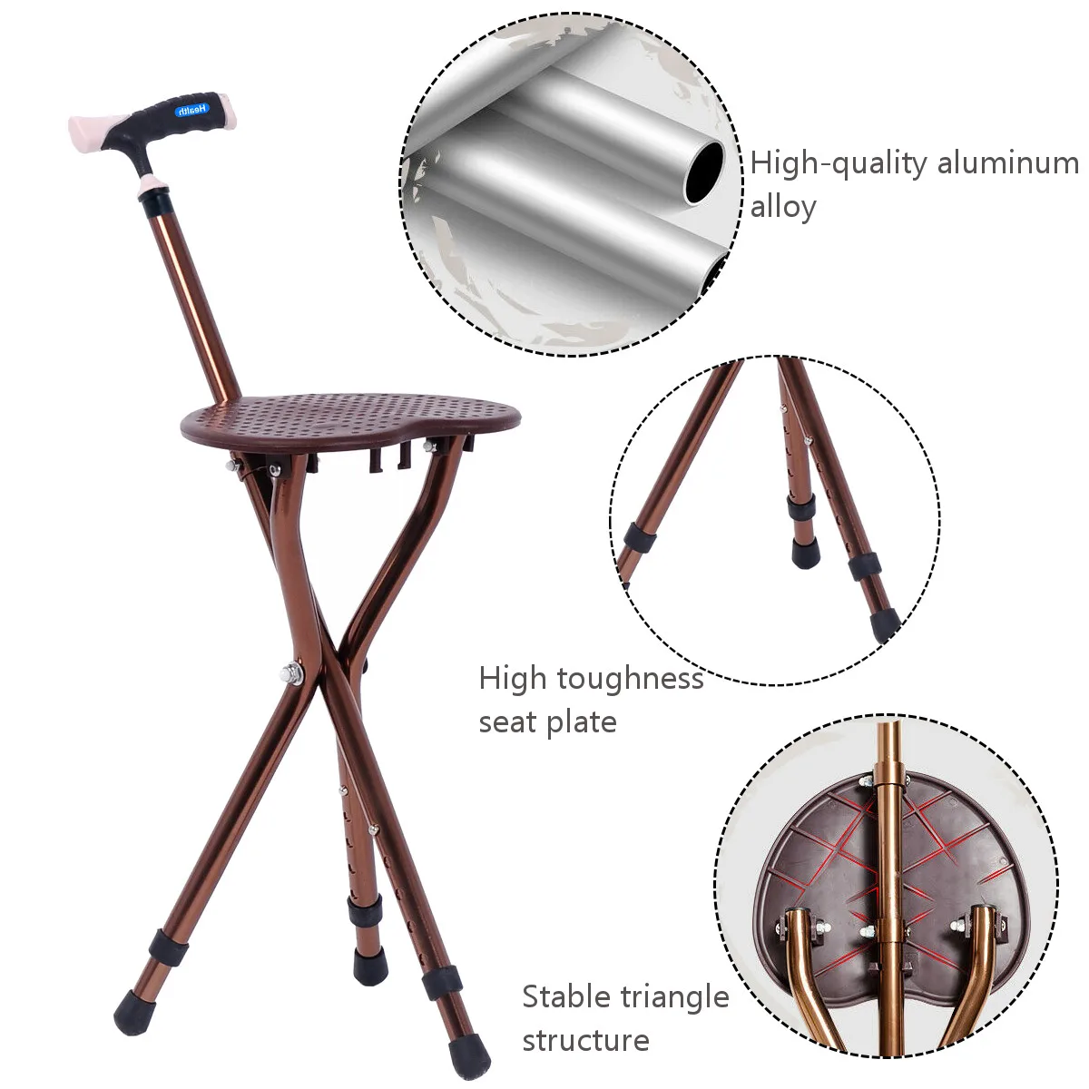 1pc klappbarer Aluminium höhen – Folding Walking Sticks Hiking Adjustable Bewertung und Preis