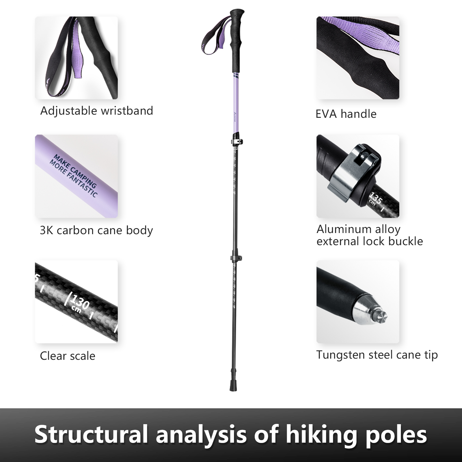 BISINNA 2 Stück Trekkingstöcke – Carbon Fiber Trekking Poles Ultralight Pair Bewertung und Preis