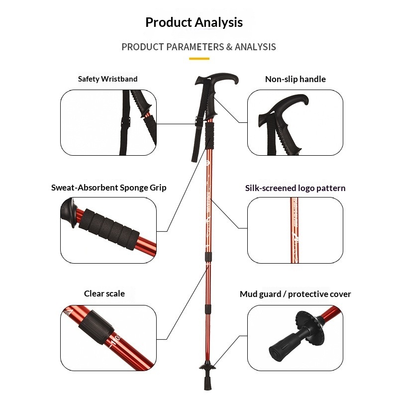Verstellbarer 3-teiliger Alumi – Folding Walking Sticks Hiking Adjustable Bewertung und Preis