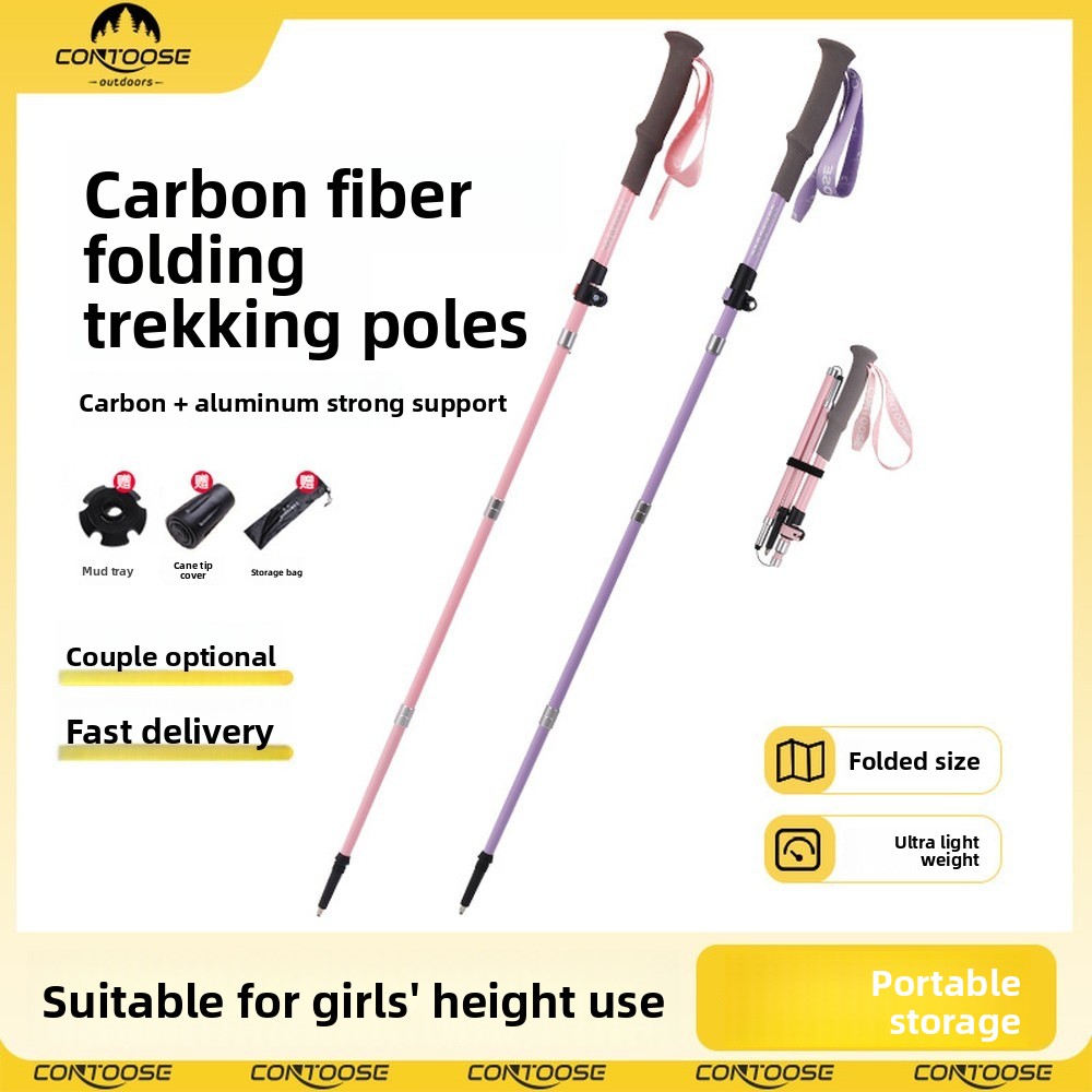 1 Stück Ultraleichter Carbonfa – Folding Walking Sticks Hiking Adjustable Bewertung und Preis