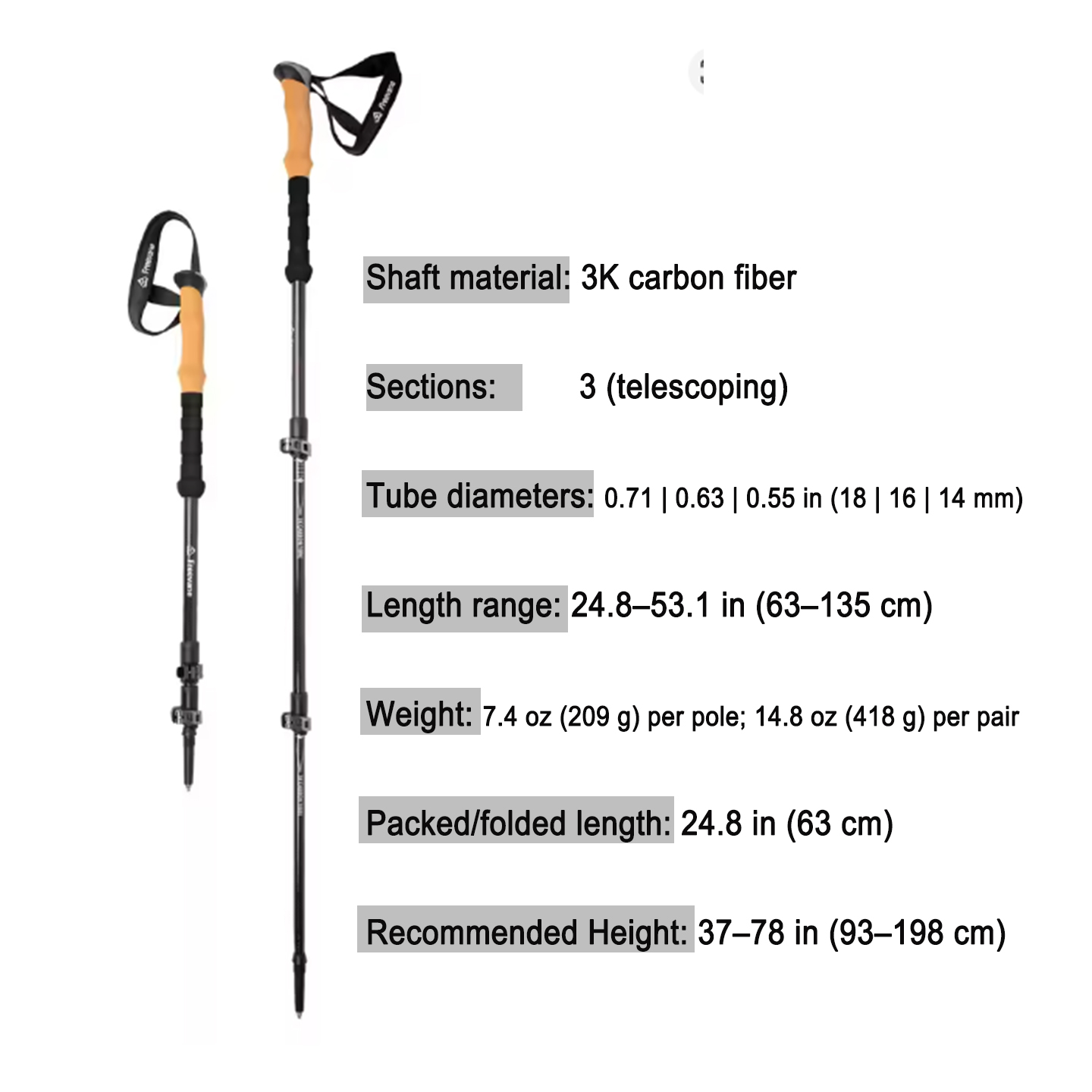 Ultraleichte, verstellbare Tre – Carbon Fiber Trekking Poles Ultralight Pair Bewertung und Preis